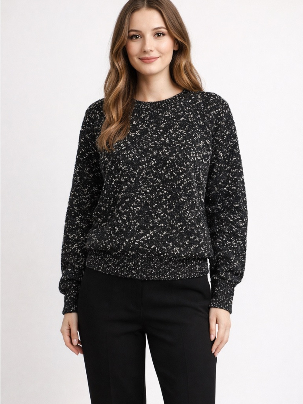 Ann Taylor Factory Black‎ Speckled Crewneck Sweater